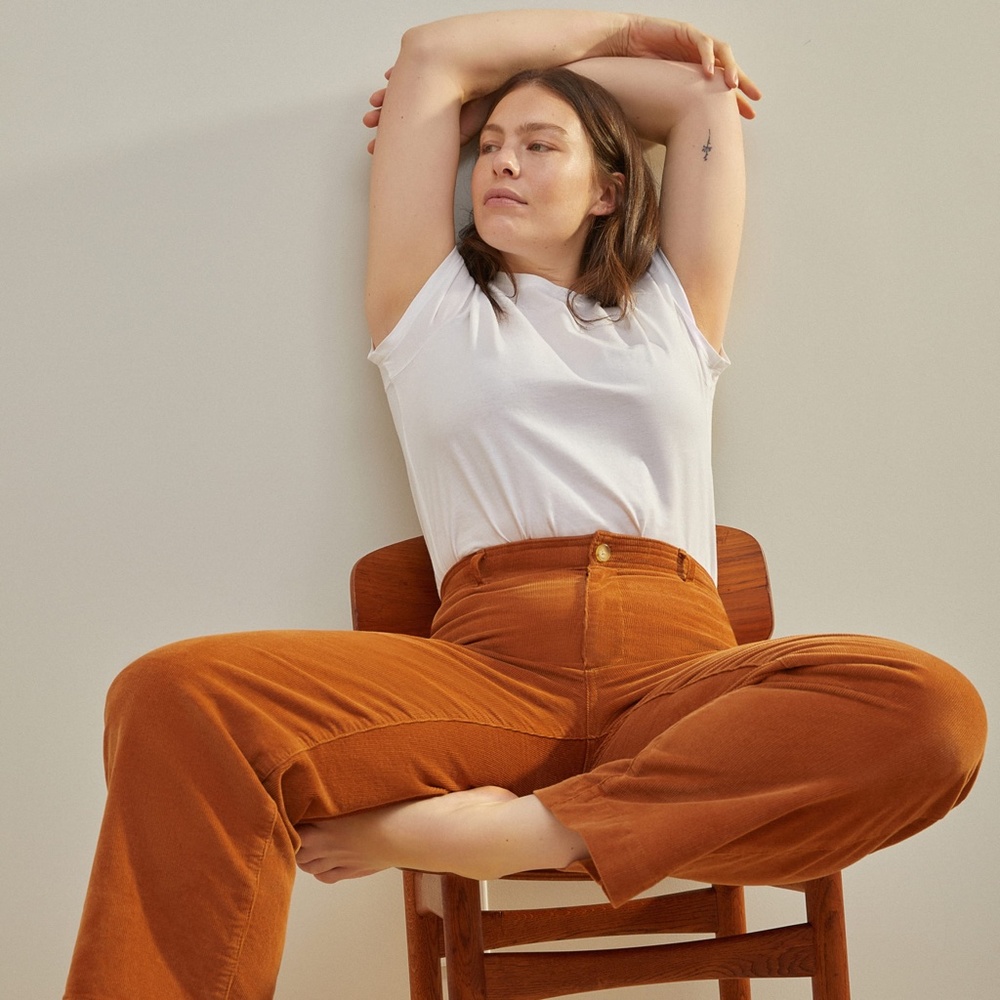 Everlane Wide-Leg Corduroy Pant, Size 8 Acorn